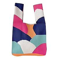 Wrist Handbag for Women Aesthetic Crochet Knit Tote Bag Wristlet Handbag Small Woven Shoulder Bags Sleeve Knot Pouch