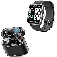 TOZO T6 Wireless Earbuds New Upgraded Black S2 44mm Smart Watch Black