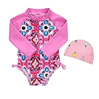 Newborn Infant Baby Unisex Spring Summer Print Long Sleeve Romper Bodysuit Swimwear Hat Clothes Girls Bikini Shorts