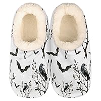 Pardick Crow Bat Womens Slipper Comfy House Slippers Fuzzy Slippers Warm Non-Slip Slipper Socks Soft Cozy Sole Slippers for Indoor Home Bedroom
