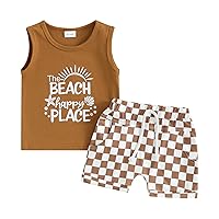 Toddler Baby Boy Clothes Sleeveless Tank Tops + Striped Print Jogger Shorts with Pockets 2Pcs Summer Outfits