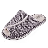 Men's Adjustable Open Toe Diabetic House Slippers Fur Lined Backless Edema Shoes Grey