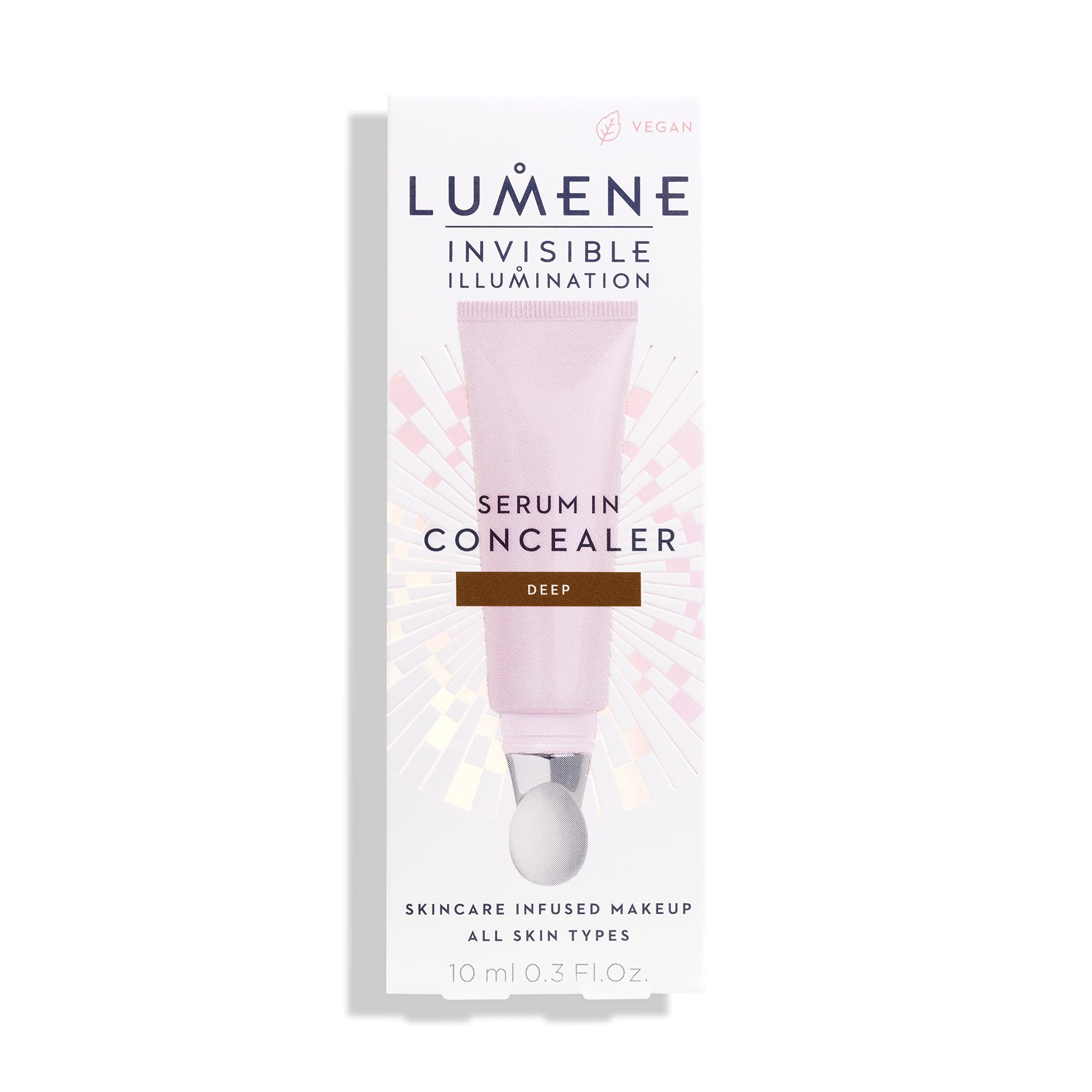 Lumene Invisible Illumination Serum in Concealer - Vitamin E Hydrating Concealer - Lightweight Color Corrector for Dark Circles - Multi-Use Makeup Hybrid - Deep (10ml)