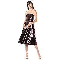 DRESS THE POPULATION Women's Ruby Strapless Fit & Flare Sequin Midi Dress