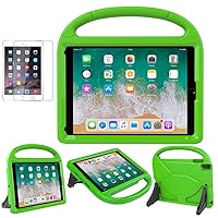 Kids Case for iPad 5th/6th Generation (9.7-inch, 2017/2018), iPad Air 2 Case with Screen Protector, iPad Pro 9.7 Durable Shockproof Protective Cover with Handle Stand for Kids, Green