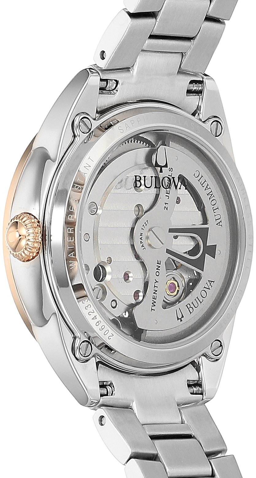 Bulova Ladies' Classic Diamond 3-Hand Automatic in Stainless Steel, Mother-of-Pearl Dial and Open Aperture Dial