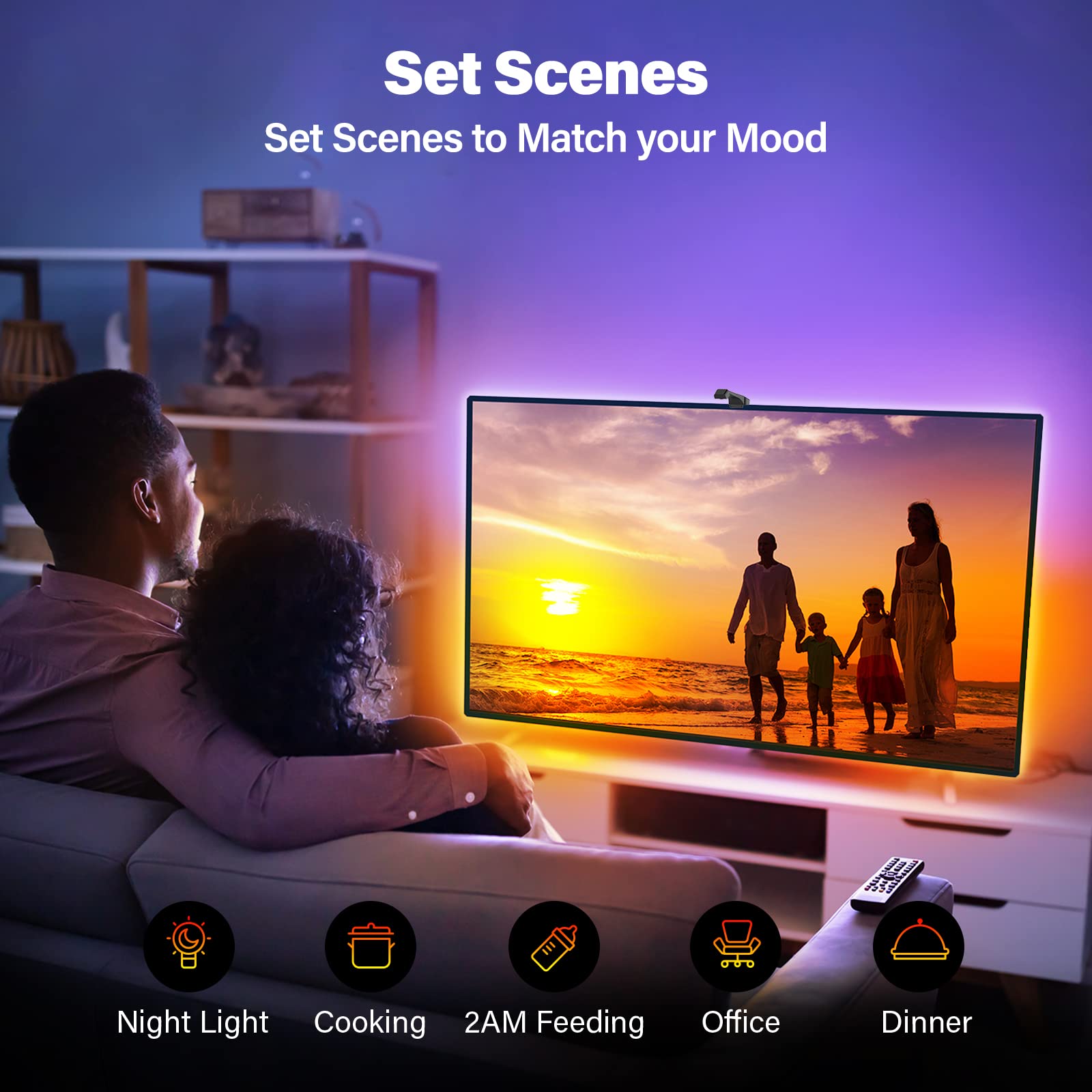 Sengled Ambient TV LED Backlights with Camera, Smart Strip Light for 50-60 inch TVs PC, (TV Sync Supports Off-line) WiFi RGB Lights, Works with Alexa & Google Assistant, App Control, Vision G2