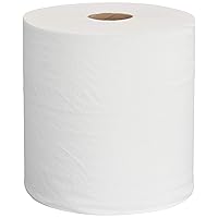 AmazonCommercial 1-Ply White Hardwound Paper Towels,Bulk for Business,High Capacity Roll,Compatible with Universal Dispensers,FSC Certified,800 Feet per Roll, Pack of 6