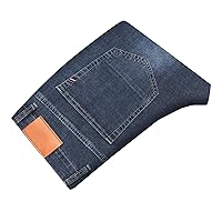 Thin Or Thick Material Straight Cotton Stretch Jeans for Men Business Casual High Waist Trousers