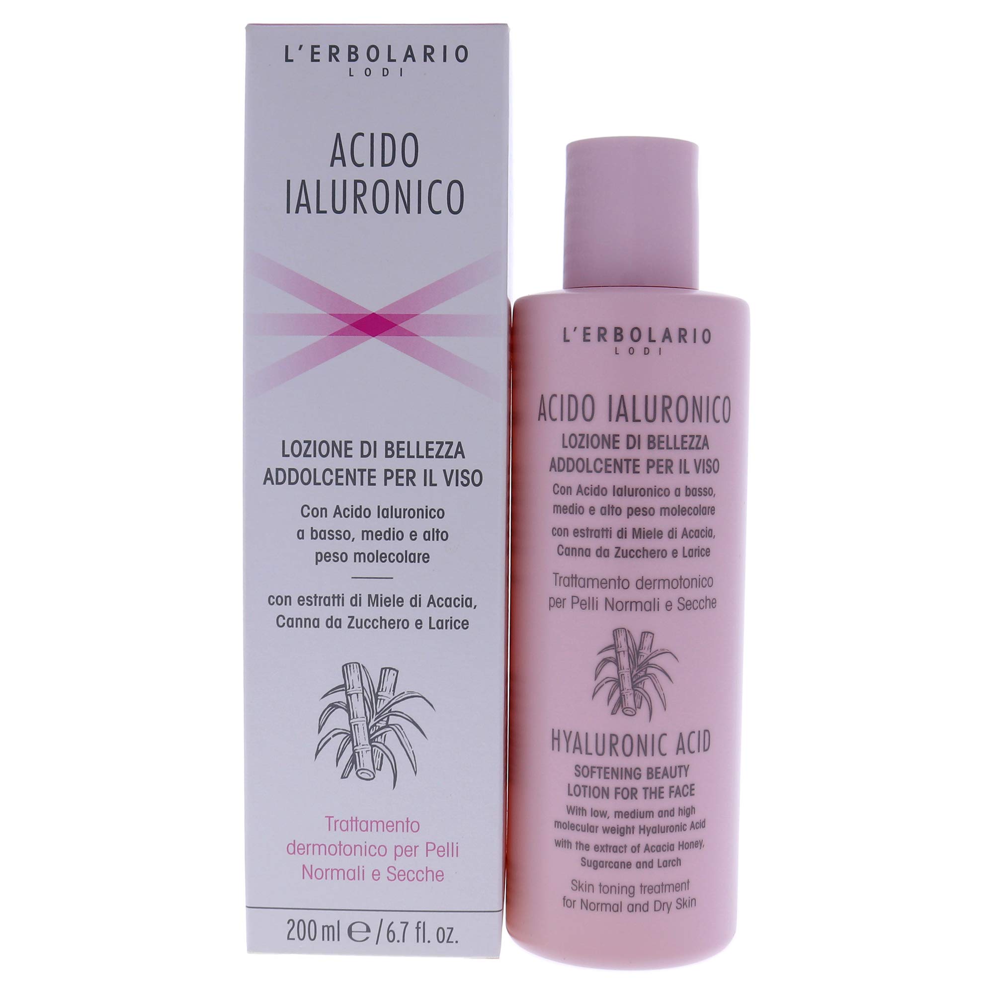 L'Erbolario Hyaluronic Acid Softening Beauty Lotion - Skin Toning Treatment - Ideal For Normal And Dry Skin - Hydrates And Soothes Skin - Renews Skin's Elasticity - No Parabens - 6.7 Oz