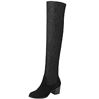 Over The Knee Boots Sexy Lace Mesh Elastic Chunky Women Thigh High Boots By BIGTREE