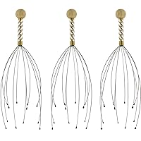 Therapeutic Hand Held Head Scratcher - Scalp Massager for Deep Relaxation & Stress Reduction - Steel Wire Head Massager with Wooden Handle for at-Home Spa Relief and Relaxation (3)