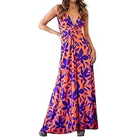 Maxi Dresses for Women 2024, Women's Camisole V Neck Printed Elegant A Line Dress Long Mix, S XXL