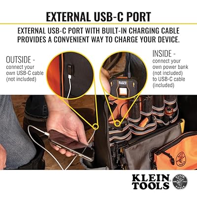 Mua Klein Tools 62800BP Backpack Tool Bag, Tradesman Pro Extra-Large  40-Pocket Electrician Jobsite Backpack with Molded Bottom, Charging Port  trên  Mỹ chính hãng 2023