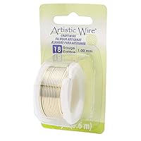 Artistic Wire 18 Gauge Tarnish Resistant Brass Craft Jewelry Wrapping Wire, Gold Color, 4 yd
