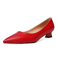 Womens Pointed Toe Solid Slip On Casual Matte Office Kitten Low Heel Pumps Shoes 1.5 Inch