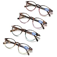 Reading Glasses for Women - Blue Light Blocking Ladies Spring Hinge Readers with Pouches Anti Eyestrain/Glare Women's Computer Eyeglasses (4 Pairs Mix Color, 1.75)