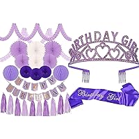 purple birthday decorations,Birthday Party Supplies, Birthday Decorations 5th, 6th 7th, 8th,9th,10th,11th, 12th, 13th, 16th, 21st, 30th, 40th, 50th, 60th, 70th, 80th, 90th Birthday (Purple)