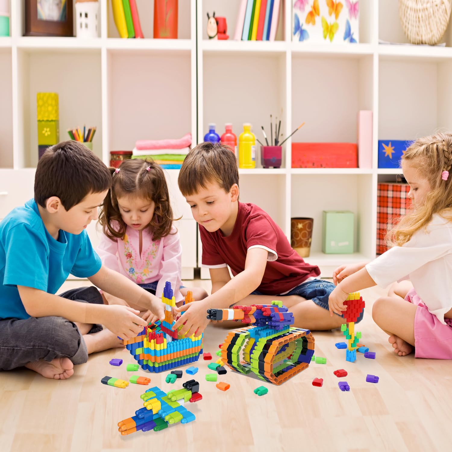 HOLYFUN Building Blocks Set Toy, Classroom Learning Playset STEM Educational Kit Preschool Kindergarten Toy for Kids, Toddler, Boys and Girls