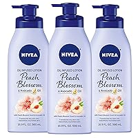 Oil Infused Peach Blossom and Avocado Oil Body Lotion, Body Lotion for Dry Skin, 16.9 Fl Oz Pack of 3