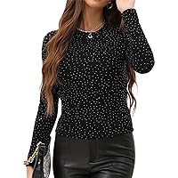 QIXING Women's Long Sleeved Round Neck Sparkling Party top with Drawstring on Both Sides and Waist up top