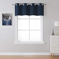 54 Inches Wide Small Blackout Valance for Bathroom - Grommet Top Short Kitchen Window Treatment Curtain Window Valance for Boy's Bedroom(Navy Blue,1 Panel,54 W X 18 Inches Long)