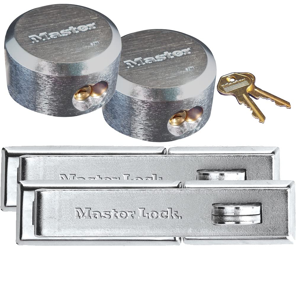 Master Lock (2) Hasp / Hidden Shackle Padlocks, 730 - 6271NKA-2 w/ BumpStop Technology