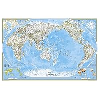 National Geographic World, Pacific Centered Wall Map - Classic - Laminated (46 x 30.5 in) (National Geographic Reference Map)