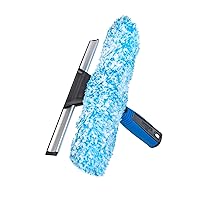 Unger Professional 2-in-1 Squeegee & Scrubber - 10” Window Cleaning Tool – Cleaning Supplies, Squeegee for Window Cleaning, Commercial & Residential Use, Reusable Microfiber Sleeve