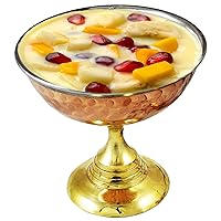 PARIJAT HANDICRAFT Ice Cream Cup Bowl with Stand Copper Stainless Steel Tableware for Desserts