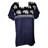 100% Cotton Women Top Tunic Plus Size Kurtis Indian Animal Print Blue Color