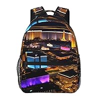Las Vegas night view print Lightweight Bookbag Casual Laptop Backpack for Men Women College backpack