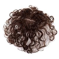 Short Curly Human Hair Topper Top Hair Piece Wiglet Hairpieces for Thinning Hair,2.7x3.1 Hand Woven Invisible Clip in Topper Hair Pieces Women Toupee Human Hair Piece 8