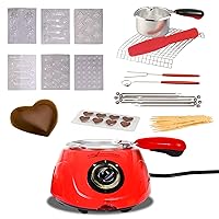 Total Chef Chocolatiere Electric Melter with 32-Piece Accessory Kit for Chocolate and Candy Melts, 8.8 oz (250 g), Fondue Pot Set, DIY Candy Maker for Dessert Special Occasion Romantic Dinner, Red