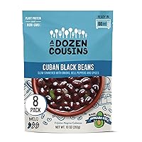 A Dozen Cousins Seasoned Beans, Vegan and Non-GMO Meals Ready to Eat Made with Avocado Oil (Black Beans, 8 Pack)