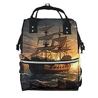 Diaper Bag Backpack Fantasy pirate ship Maternity Baby Nappy Bag Casual Travel Backpack Hiking Outdoor Pack