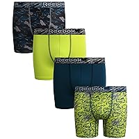 Reebok Boys' Underwear - 4 Pack Sport Soft Performance Boxer Briefs (S-XL)