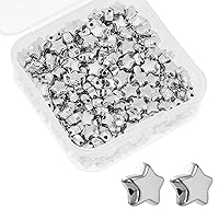 200 PCS 6mm Large Hole Star Loose Beads Star Spacer Beads Star Beads Charm Star Buttons Star Shaped Beads with Box for Bracelet Necklace Jewelry DIY Crafts Making (Silver)