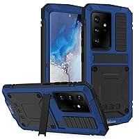 Samsung S21 Ultra 5G Bumper Silicone Case Military Shockproof Heavy Duty Rugged case Built-in Screen Protector Stand Cover for Samsung S21 Ultra 5G (Blue, S21 Ultra)