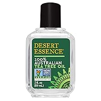 Desert Essence 100% Australian Tea Tree Oil, 2 fl oz - Gluten Free, Vegan, Non-GMO - Steam-Distilled Pure Essential Oil with Inherent Cleansing Properties
