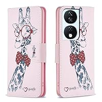 Flip Case for Honor X7B,Butterfly Smile Bear Floral Pattern Pu Leather Wallet Kickstand Cover