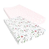 Hudson Baby Unisex Baby Cotton Changing Pad Cover, Girl Farm Animals, One Size