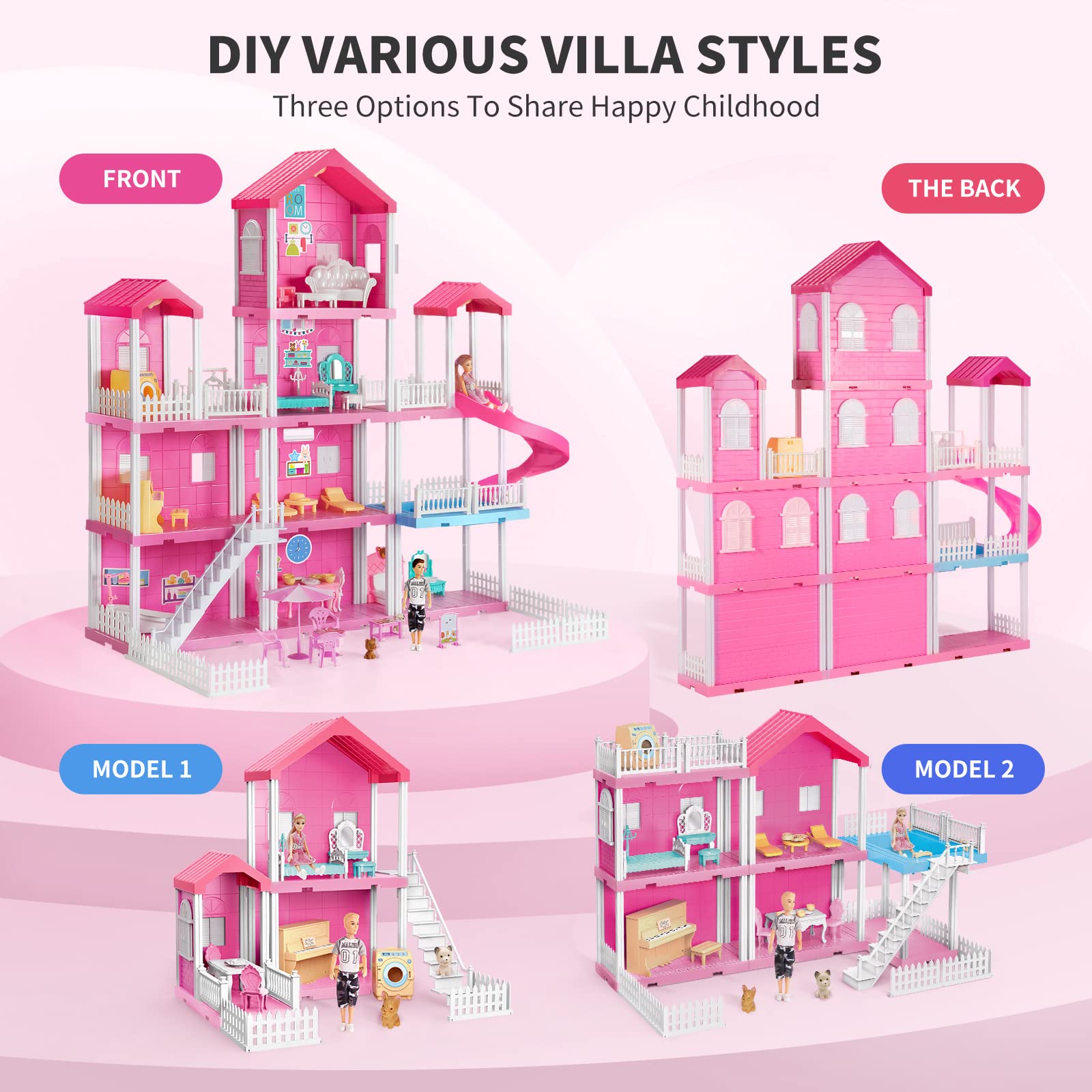 Dreamhouse Dollhouse Girls Toy for 4-5 Year Old - 3-Story 10 Rooms Doll House 7-8, 35 PCS Including Toy Figures, Furniture & Accessories with Pool & Slide, for Adults and Kid Ages 3+