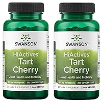Swanson HiActives Tart Cherry - Natural Supplement Supporting Joint Health, Mobility & Flexibility - Helps Strengthen Collagen Structures & Connective Tissue - (60 Capsules, 465mg Each) (2 Pack)