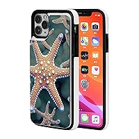 Beautiful Starfish Printed Wallet Case for iPhone 11 Case with 2 Card Holder, Pu Leather Shockproof Phone Cases Cover for iPhone 11 Case 6.1