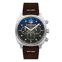 Spinnaker Hull Men’s Watch - Chronograph Dive Watch for Men, 42mm Stainless Steel Case, Leather Strap, Water Resistance 100m, SP-5068
