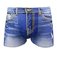 Andongnywell Men's Underwear Cowboy Fake Jean Printed Spandex Shorts Boxer Briefs Knickers Seamless underwears