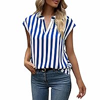 Blouses for Women, Casual Outfits Striped Flattering Tops Womens Short Sleeve Curvy Summer Clothes Shirt, S, XL