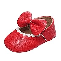 Baby Girl Booties 6-12 Months Infant Girls Single Shoes Ruffles Bowknot First Walkers Shoes Remy-18k Youth Girl's Fashion Flat Lace up Light Weight Glitter Sneaker Athletic Shoes