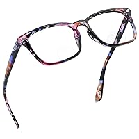 LifeArt Bifocal Reading Glasses with Round Lenses, Blue Light Blocking Glasses, Gaming Glasses, TV Glasses for Women, Anti Glare (Floral, 0.00/+1.25 Magnification)